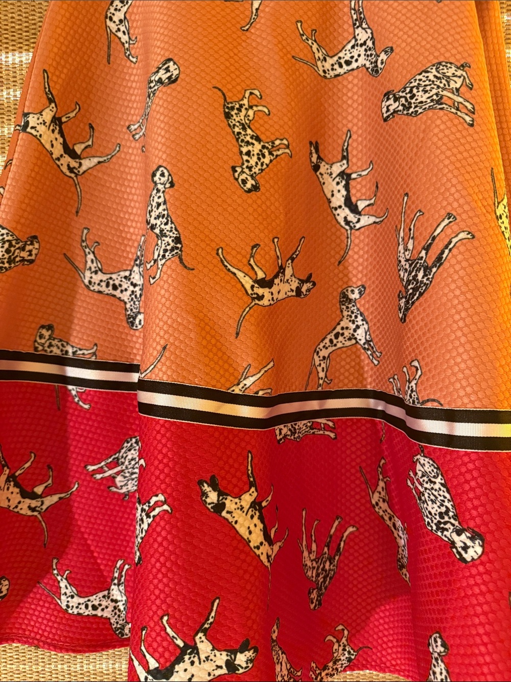Anthropology Hutch Orange and Red Dalmatian Print Circle Skirt - Picture 4 of 8